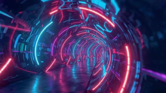 Hypnotic Spiral Tunnel with Metallic Reflections