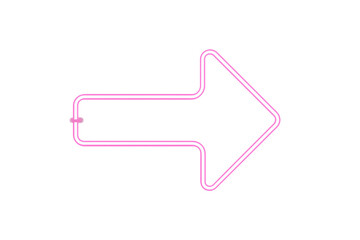 Fototapeta premium Pink neon arrow directing rightward against transparent backdrop, highlighting navigation and design elements with vibrant graphic style