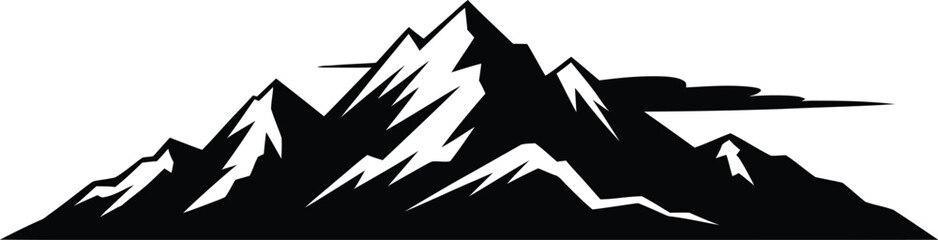 Mountain silhouette vector illustration on white background.