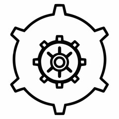 Obraz premium Outline of a gear mechanism on a clean background for engineering and technology themes