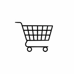 Outline of a shopping cart on a clean background for retail and e-commerce themes
