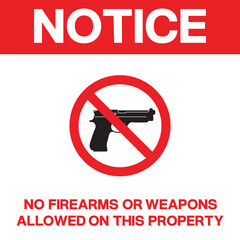 No firearms or weapons allowed on this property Notice