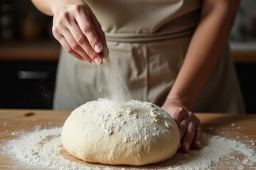 Dusting Dough with Flour for Baking