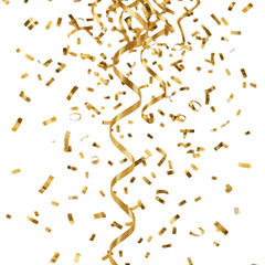 gold confetti floating on a transparent background. can be used as decoration