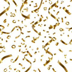 gold confetti floating on a transparent background. can be used as decoration