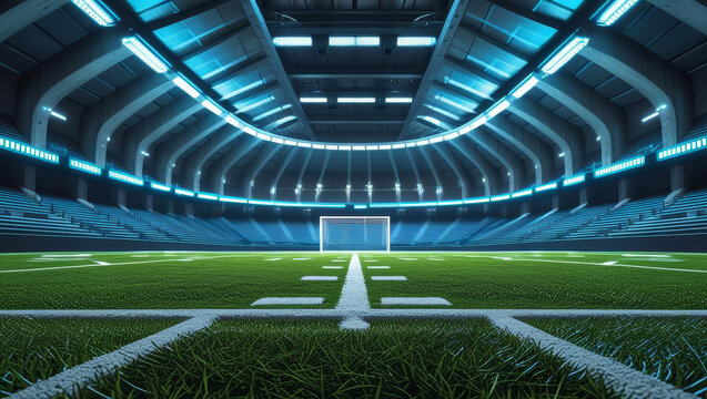 Empty night subway station interior with urban light and blurred train motion on the underground road