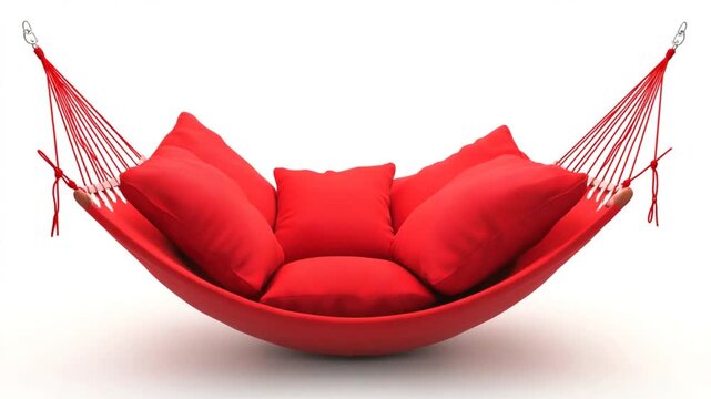 Comfortable Red Hammock with Pillows Perfect for Relaxation and Outdoor Leisure