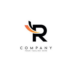 Modern R Letter Logo with Swoosh Symbol Minimal Vector Design.