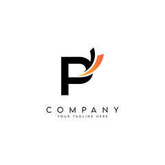 Modern P Letter Logo with Swoosh Symbol Minimal Vector Design.