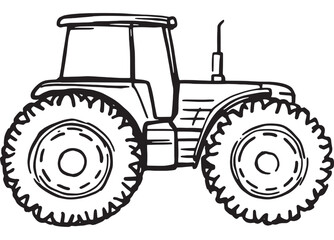 Hand-drawn sketch of tractor line art invited vintage style rural calm
