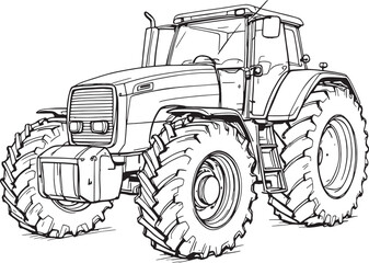 Hand-drawn sketch of tractor line art invited vintage style rural calm