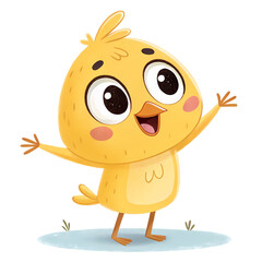 Obraz premium Cheerful Yellow Chick Illustration A Delightful Cartoon Bird Character