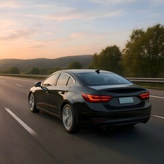 Black Car is running on road 