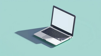 Modern Laptop with Blank White Screen on Desk &ndash; Isolated Workspace Setup
