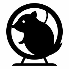 Hamster running in wheel silhouette design