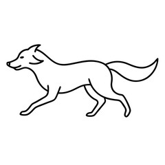 Detailed line art of a dog running with fur texture