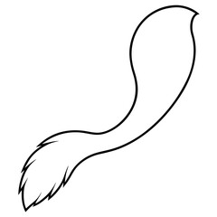Line art of a cat tail flicking with detailed fur texture