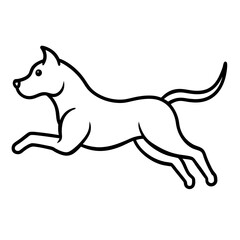 Dynamic line art of a muscular dog in mid jump with detailed fur