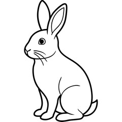 Simple line art of a rabbit sitting upright with whiskers