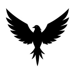 Obraz premium Elegant silhouette of a bird in flight with wings spread wide