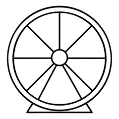 Simple line art of a hamster wheel with a supporting frame