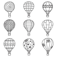 hot air balloon design line art graceful floating peaceful charming airy light