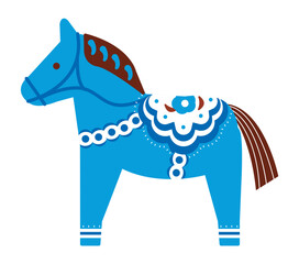 Illustration of the Dalarna Horse. Auspicious. Souvenirs. Denmark. Tradition. Good luck. Horses. Year of the horse. Zodiac signs.