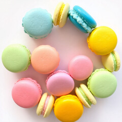 Obraz premium Colorful French Macarons Flat Lay delicious 