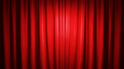 Dramatic Red Curtains Reveal Green Stage: Cinematic Opening Sequence