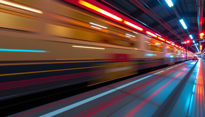 Fototapeta premium Vibrant Motion Blur Background with Neon Glow