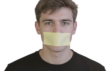Sticky Note on Mouth PNG, freedom, expression