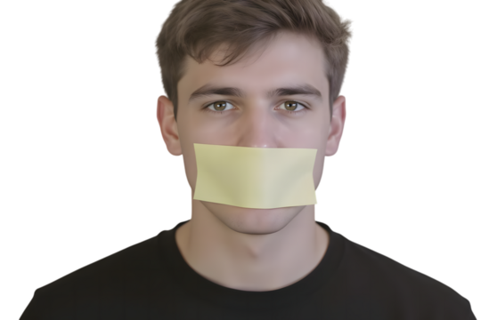Sticky Note on Mouth PNG, freedom, expression