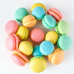 Obraz premium Colorful French Macarons Flat Lay