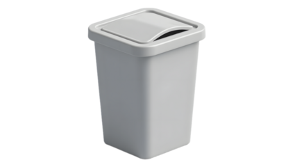 Dustbin with lid and smooth surface, high-resolution 3D PNG cutout.
