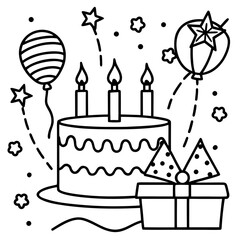 Minimalist Birthday Icons Pack Line Art Style