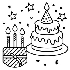 Minimalist Birthday Icons Pack Line Art Style