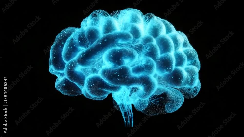 Poster digital brain visualization - glowing neural network concept for artificial intelligence