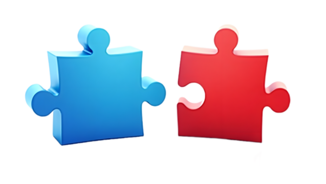 Puzzle piece in 3D style, isolated on transparent background.
 - Powered by Adobe