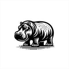 Fototapeta premium Stylized Black and White Hippopotamus Illustration.