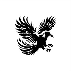 Obraz premium Stylized Black Raven in Flight.