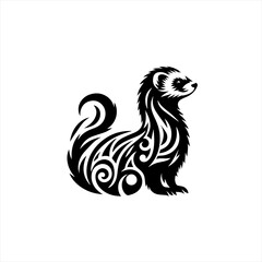 Stylized Ferret Tribal Tattoo Design.
