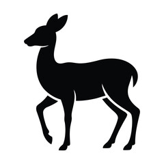 Graceful standing deer silhouette icon in black featuring raised front leg and upright ears for nature, wildlife, and movement-themed designs