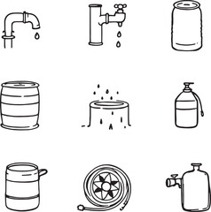 water supply icon line art clean simple design minimalist style