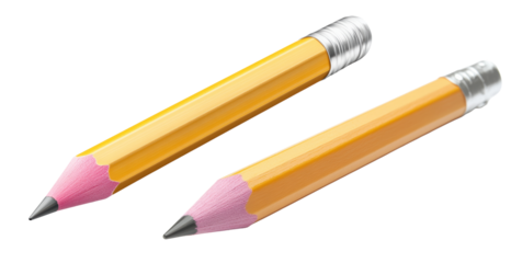 Yellow wooden pencils with erasers isolated