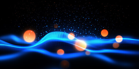 Particle light and technology concept poster background