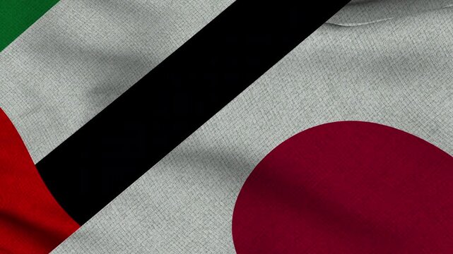 United Arab Emirates vs Japan flag animation seamless less. 4K