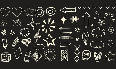 Hand Drawn Doodle Elements – Sketch Arrows, Hearts, Stars, Lightning, and Decorative Design Icons