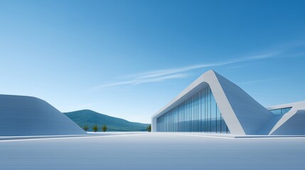 The spacious square and the simple buildings	