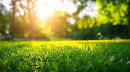 The green land bathed in golden sunlight