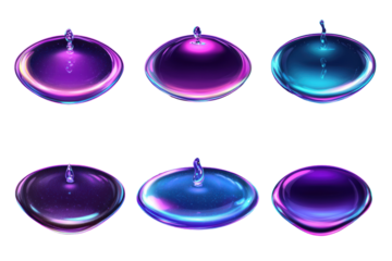 Vibrant Neon Liquid Drops Abstract Art:  Cosmic Colors and Glowing Reflections